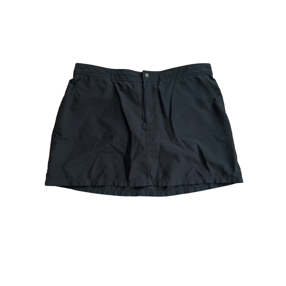 Lands End Black Swim Skort Size 10 Built-in Brief Active Water Skirt Pocket